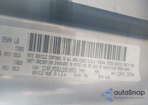 2018 Jeep Cherokee Limited 4X4 z USA, uszkodzony, nr VIN 1C4PJMDB3JD610953